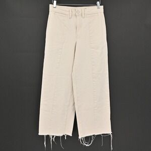 Blank NYC Wide Leg Crop Jeans Womens Size‎ 28 Beige Raw Hem Cotton Denim Relaxed